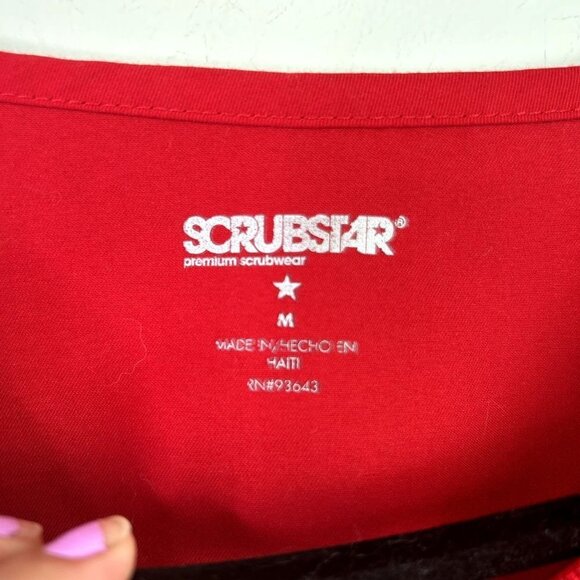 Scrubstar red short sleeve scrubs‎ size medium - Picture 3 of 7